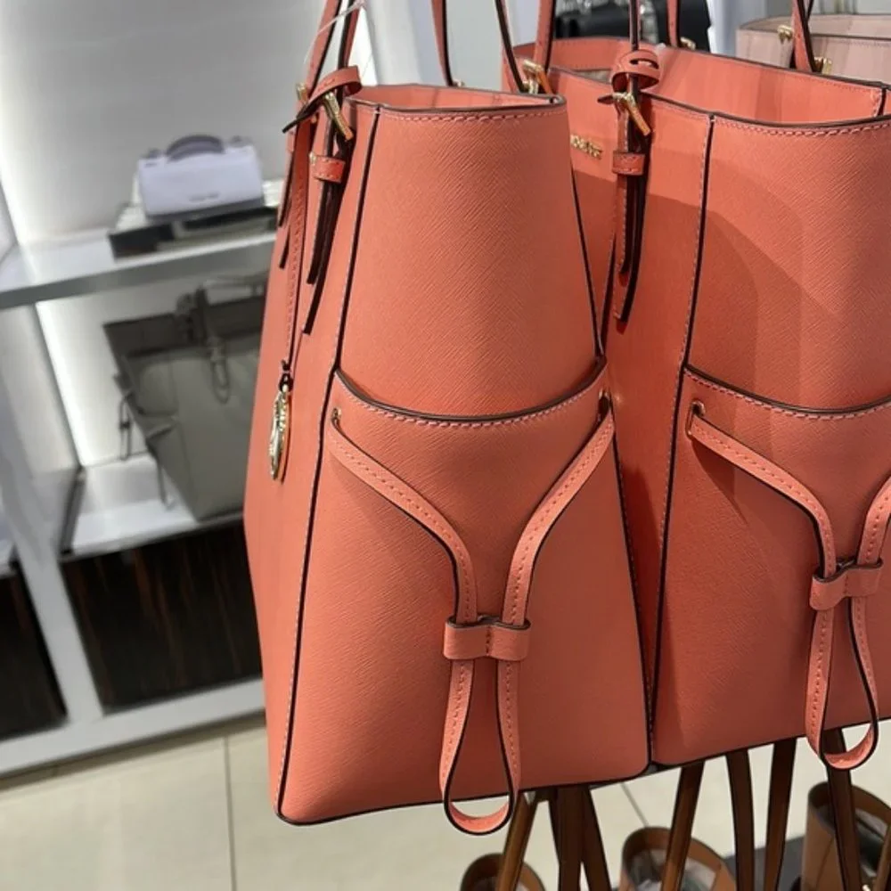 Michael Kors Gilly Large Drawstring Travel Tote Sherbert Leather - Picture 6 of 16